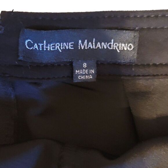 Catherine Malandrino Faux Leather Retro 70s Black Skirt with Pockets Size 8 - Picture 7 of 9